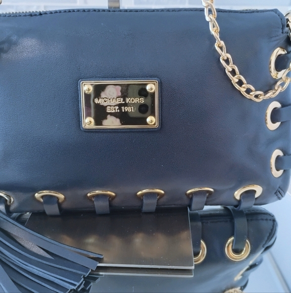 EUC Michael Kors Crossbody - Blue Leather w/Tassel (MSRP $328) - Picture 3 of 14